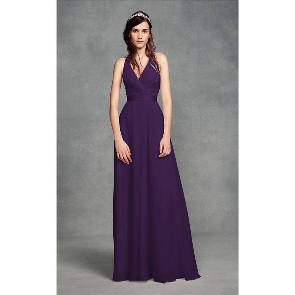 Chiffon Halter Dress with Tulle Bow